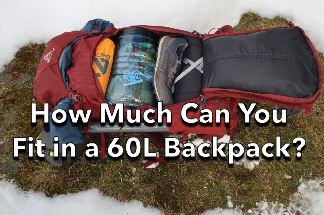 Illustrative example of 60 liter backpack