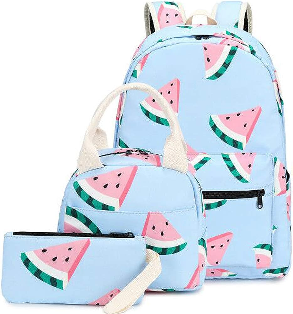 Illustrative example of backpack and lunchbox set girl