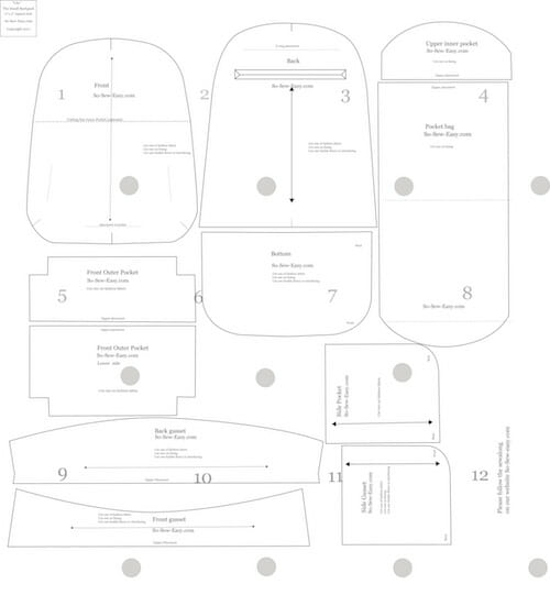Illustrative example of backpack sewing pattern