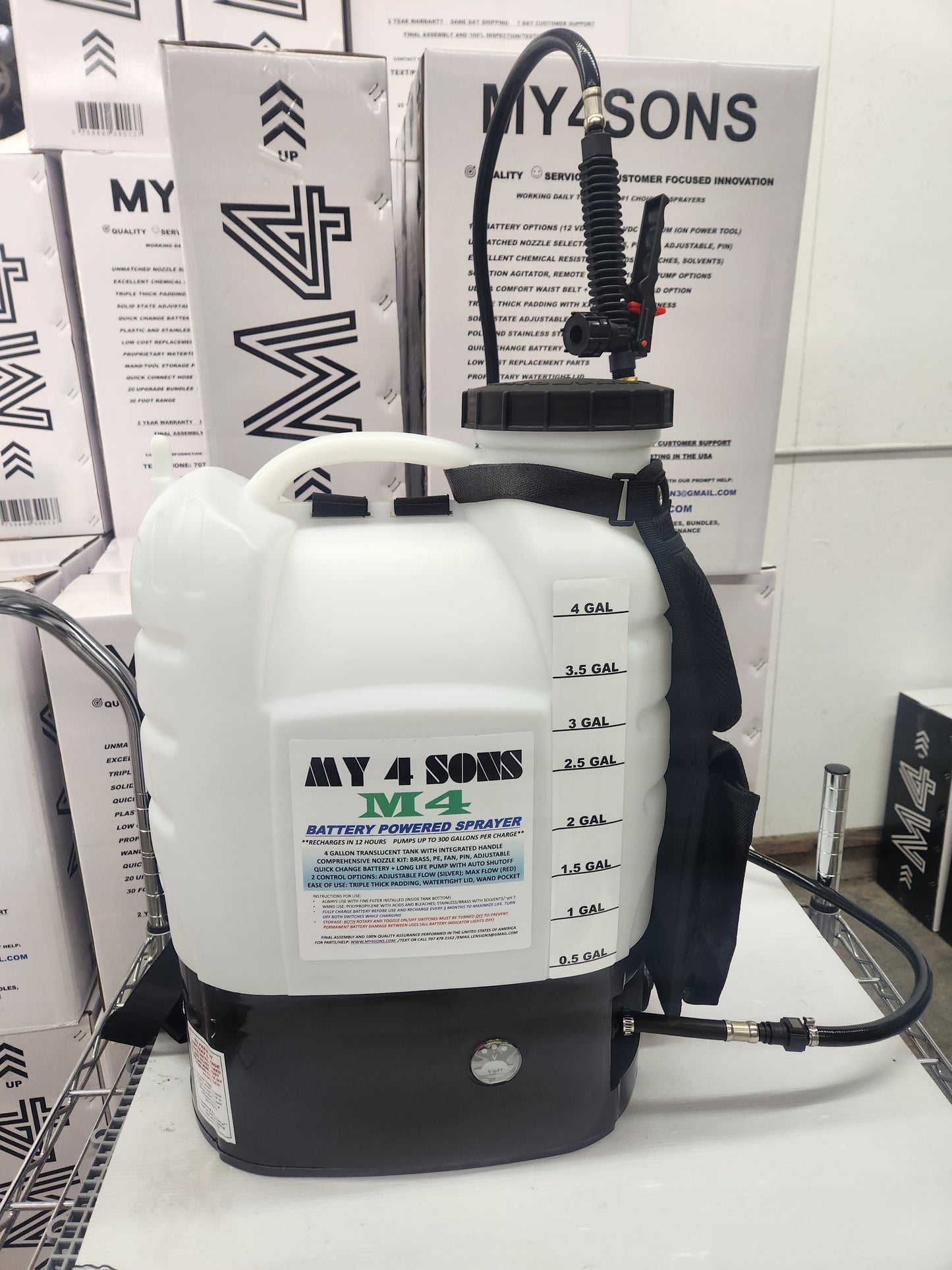 Illustrative example of backpack sprayer battery powered