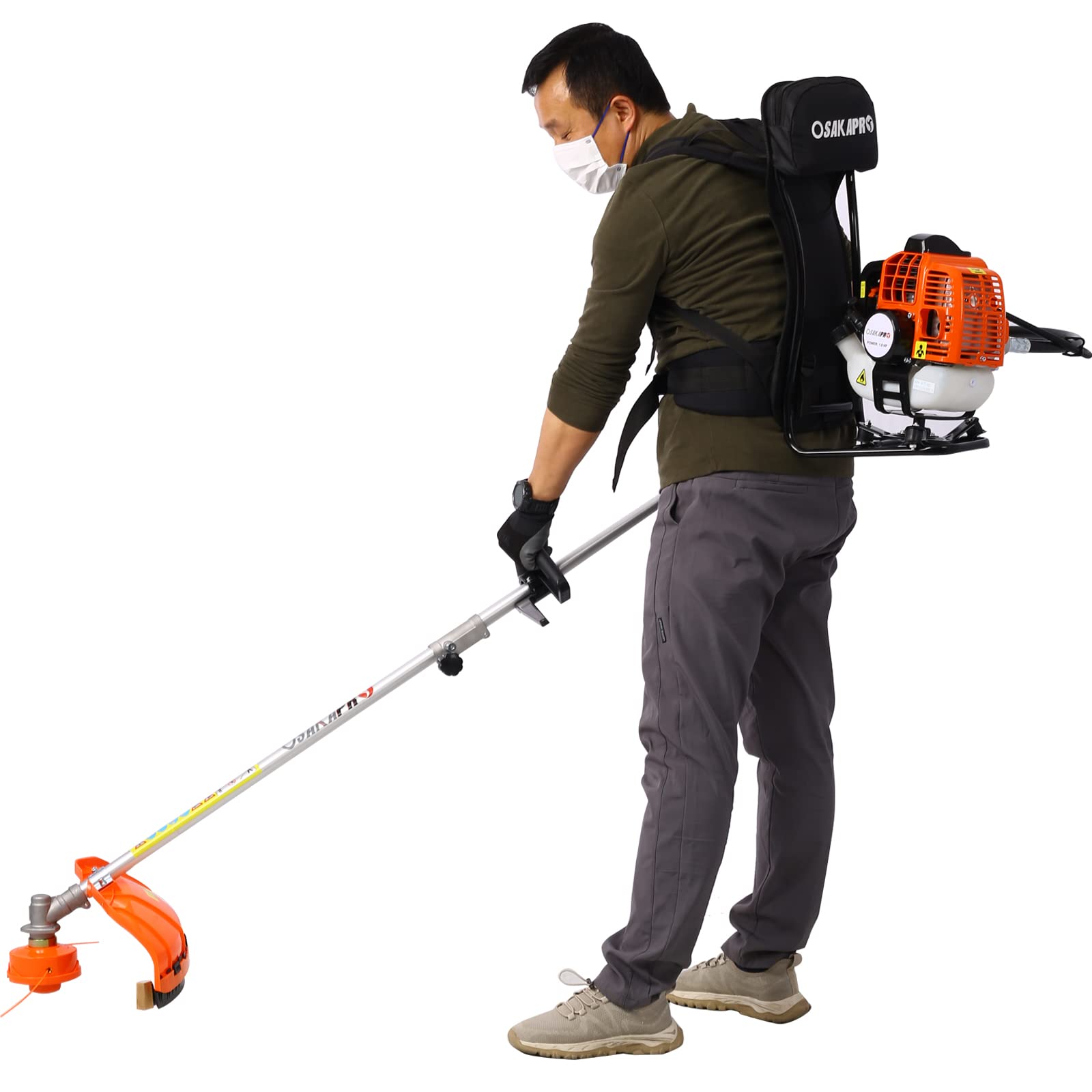 Illustrative example of backpack weed eater