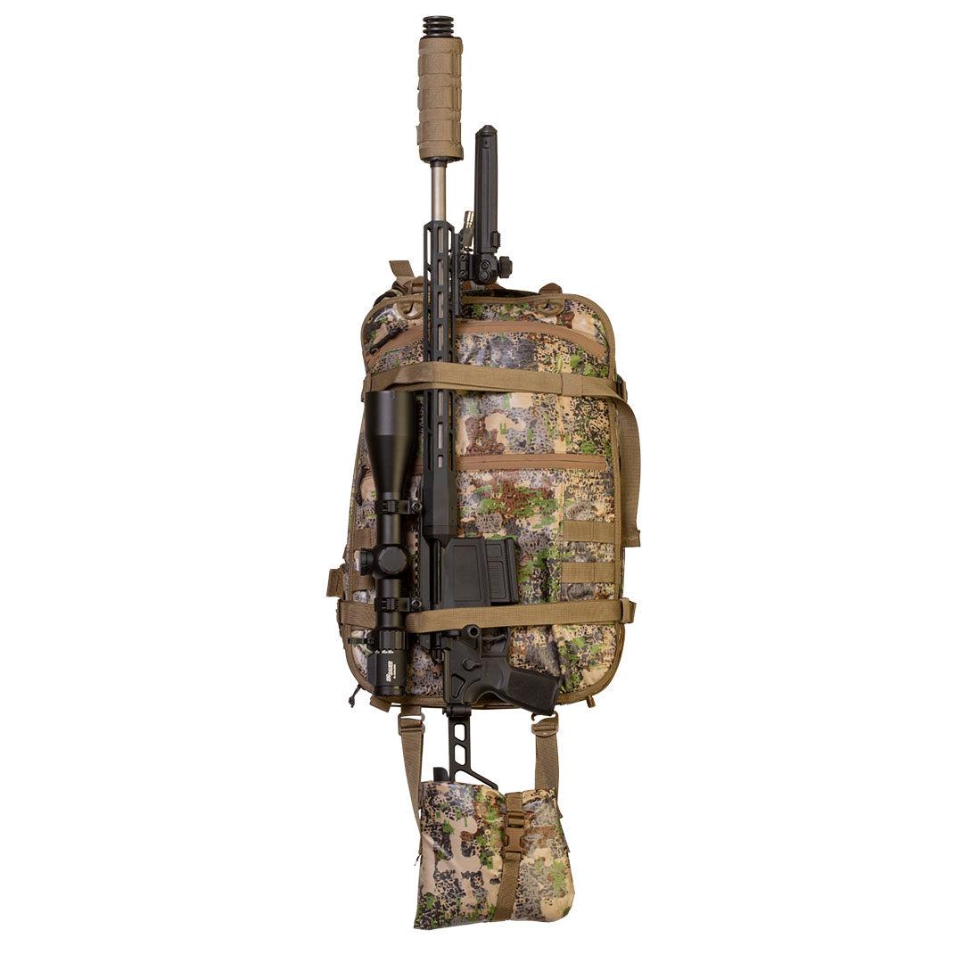 Illustrative example of backpack with rifle holder