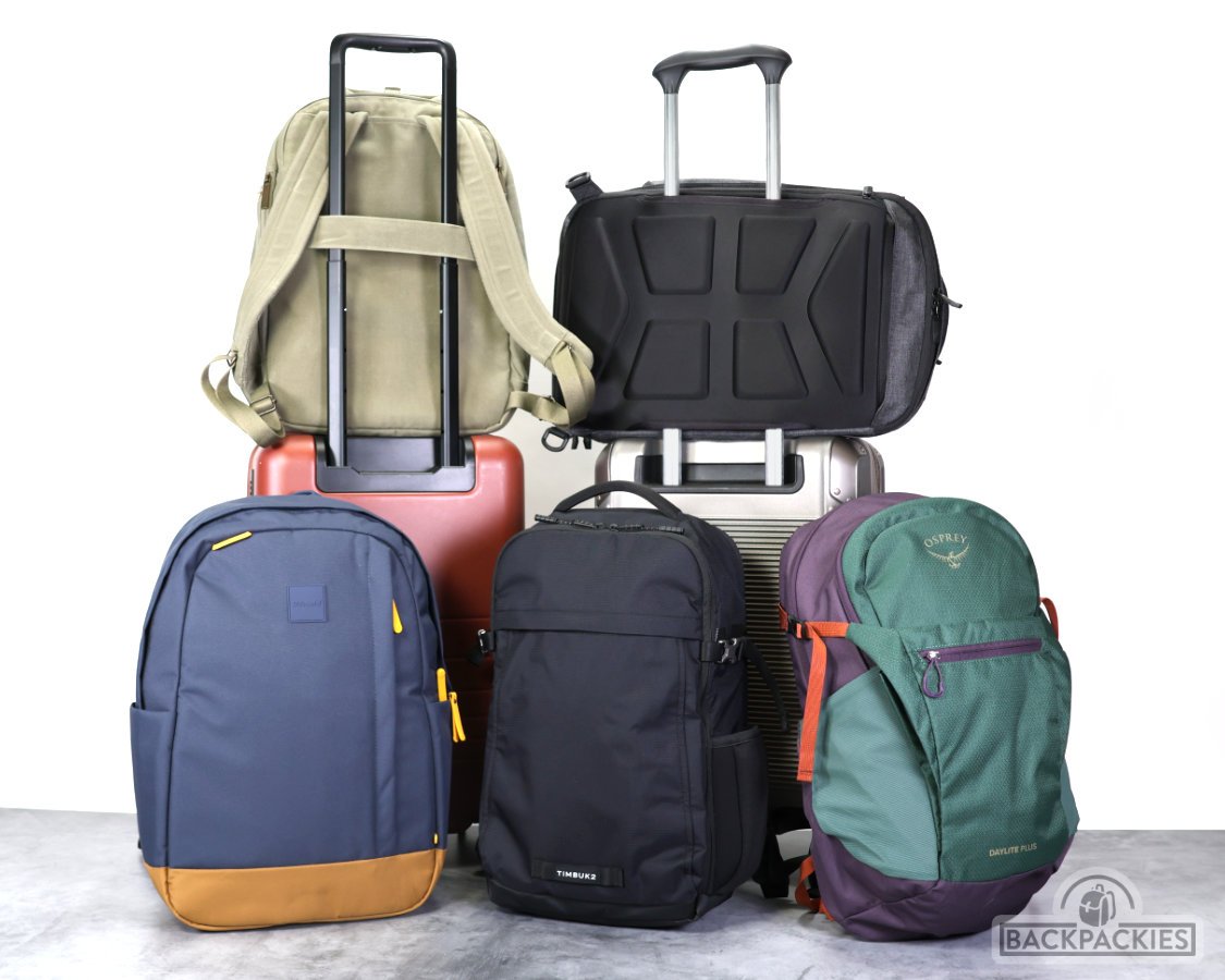 Illustrative example of backpack with suitcase sleeve