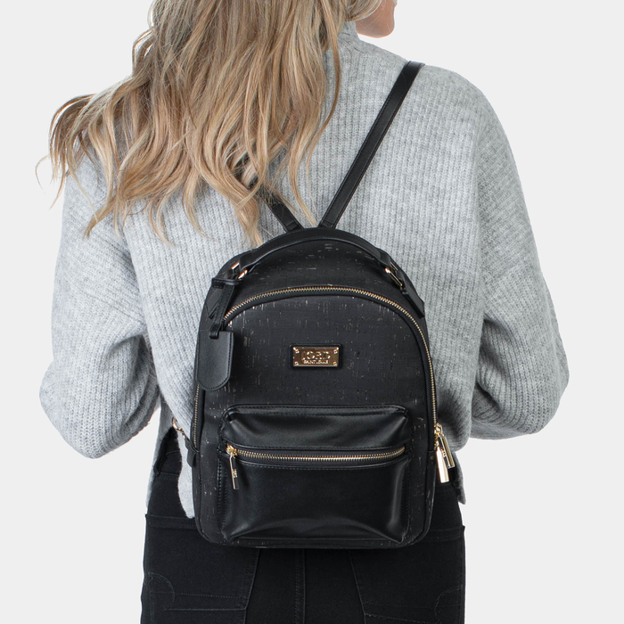 Illustrative example of black and gold backpack