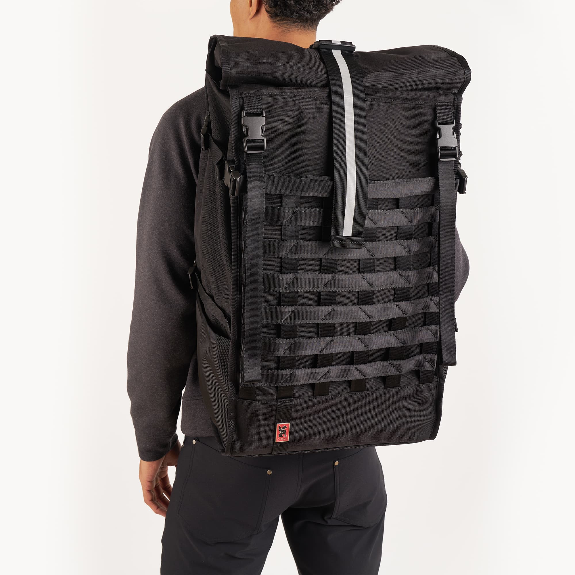 Illustrative example of black backpack men