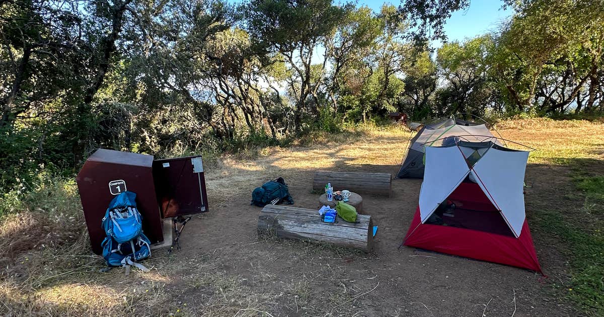 Illustrative example of black mountain backpack camp