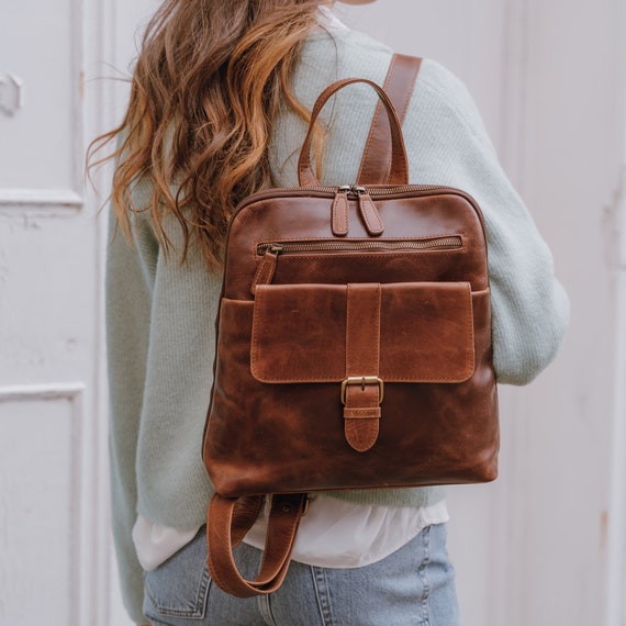 Illustrative example of brown leather backpack
