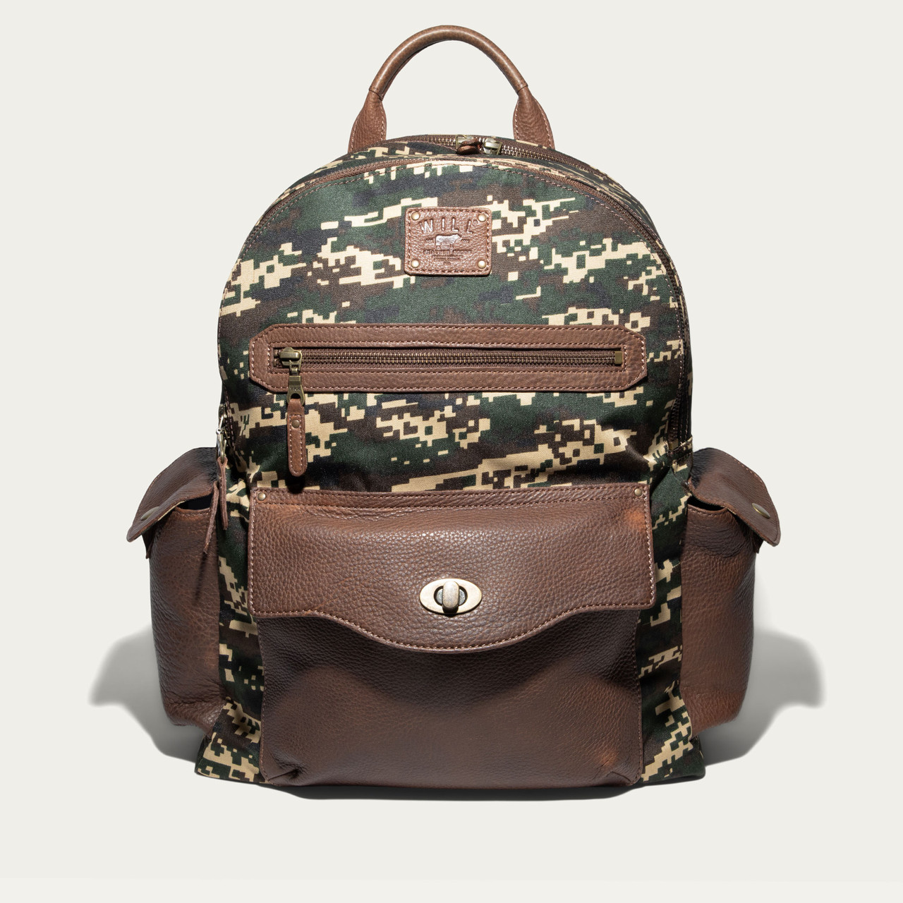 Illustrative example of canvas and leather backpack