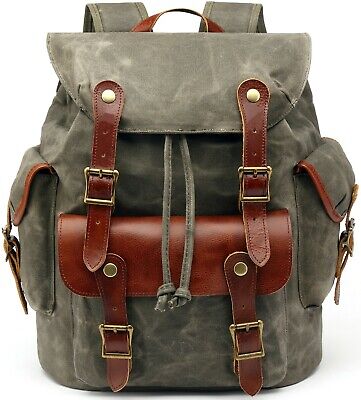 Illustrative example of canvas leather backpack rucksack