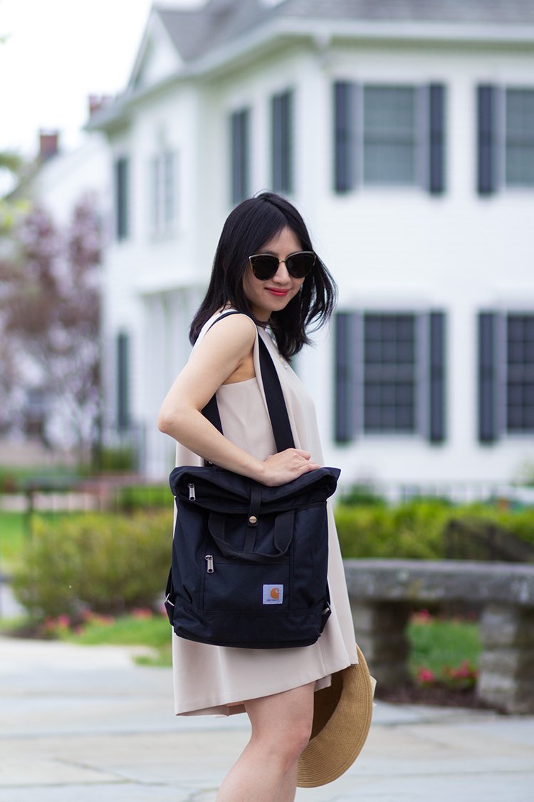 Illustrative example of convertible tote backpack