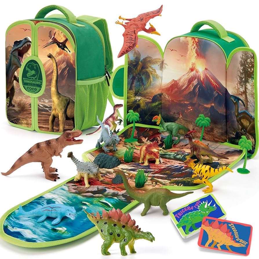 Illustrative example of dinosaur backpack with dinosaurs