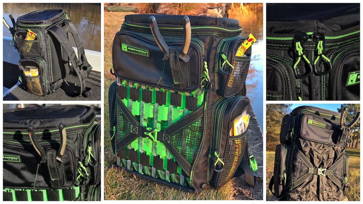 Illustrative example of evolution fishing backpack