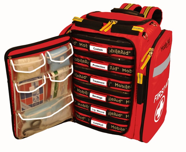 Illustrative example of first aid backpack