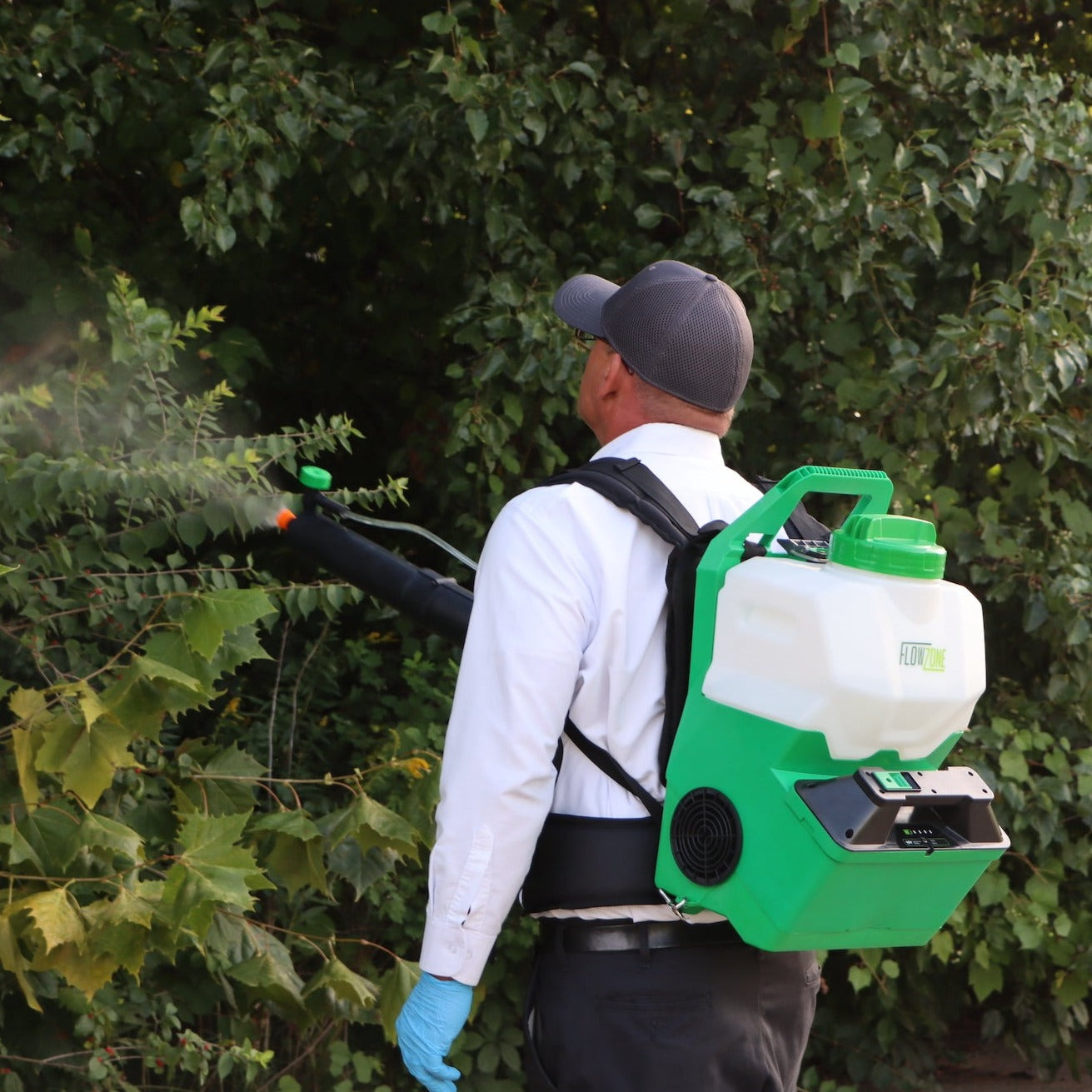 Illustrative example of flowzone backpack sprayer