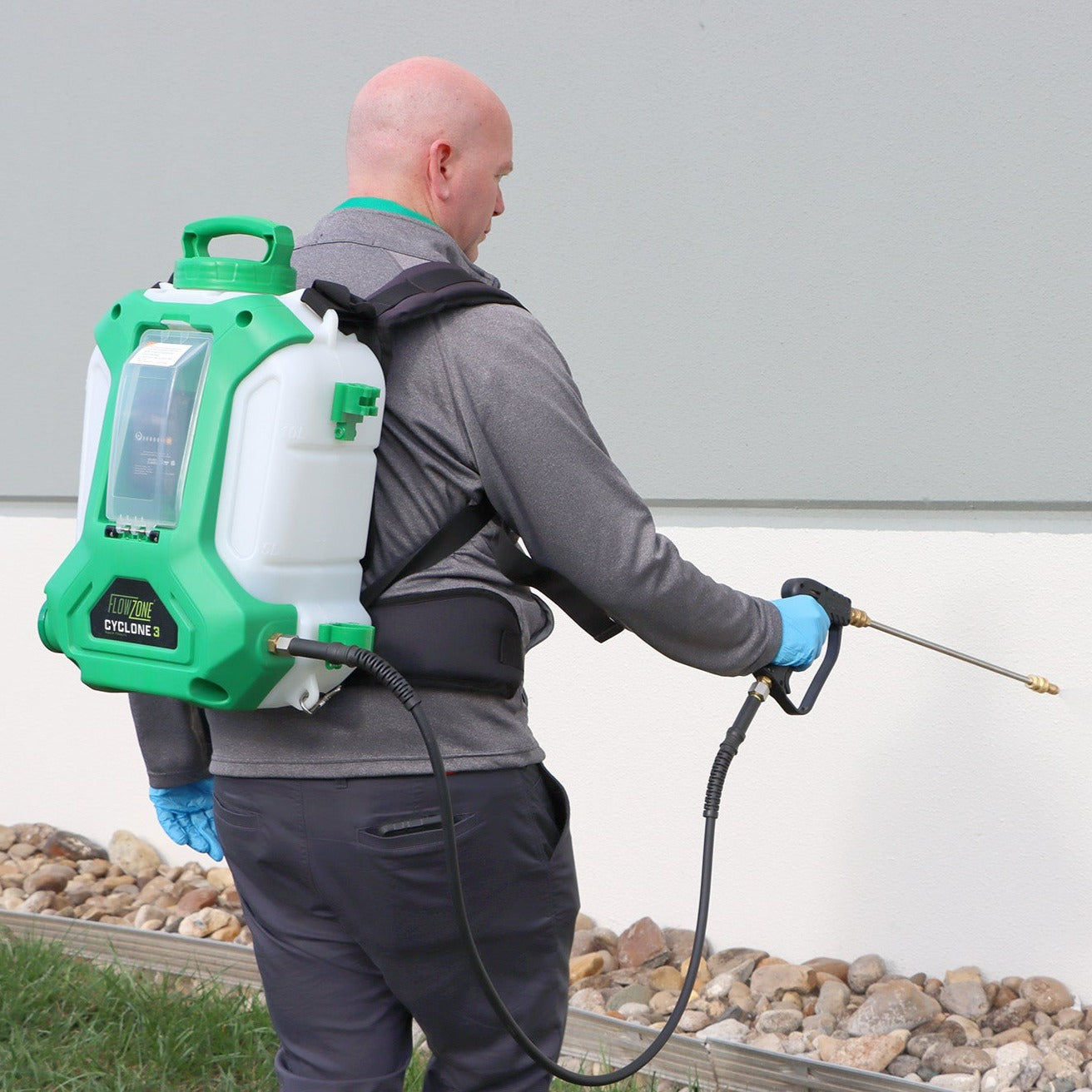 Illustrative example of flowzone backpack sprayer