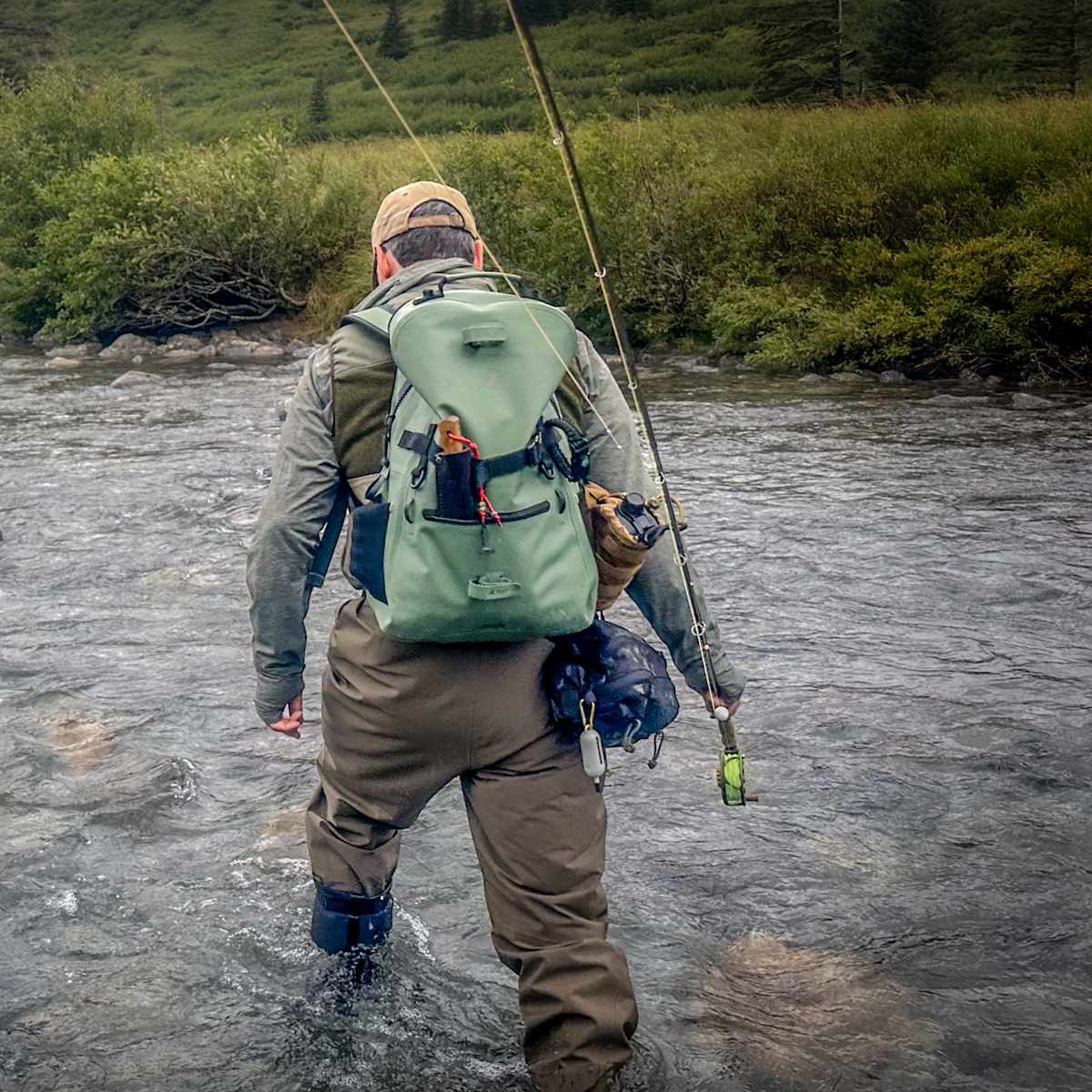 Illustrative example of fly fishing backpack