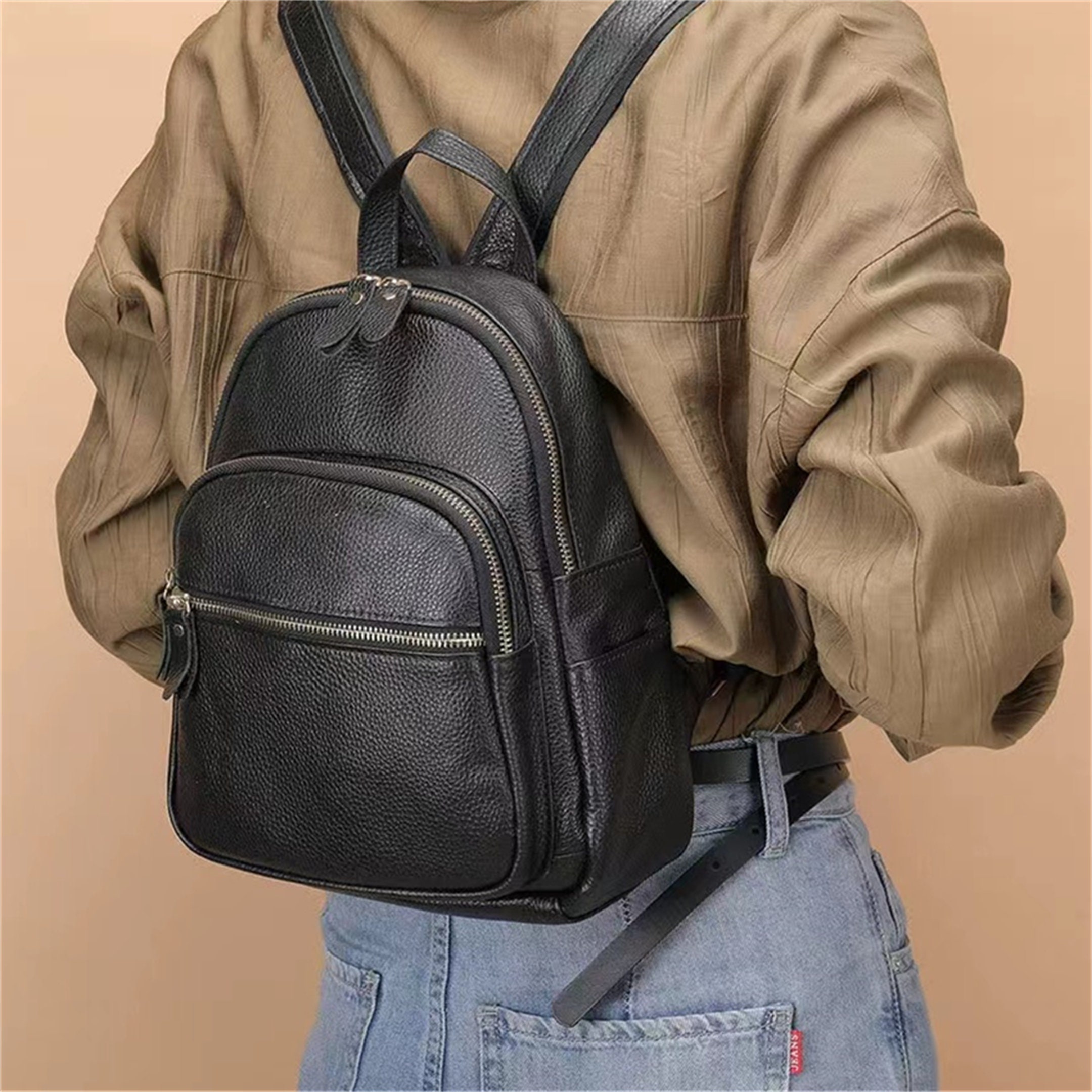 Illustrative example of leather little backpack