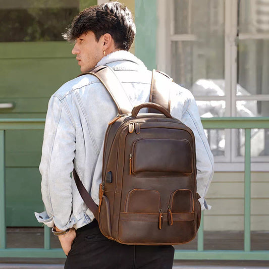 Illustrative example of men's leather backpack