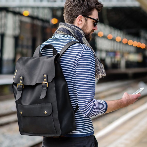 Illustrative example of men's leather backpack