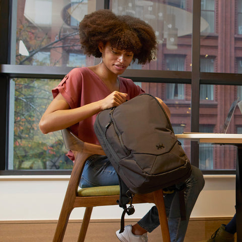 Illustrative example of office in a backpack