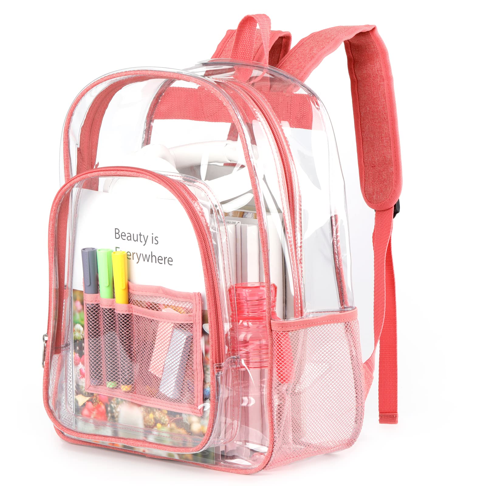 Illustrative example of pink clear backpack