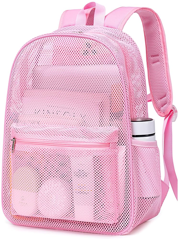 Illustrative example of pink mesh backpack