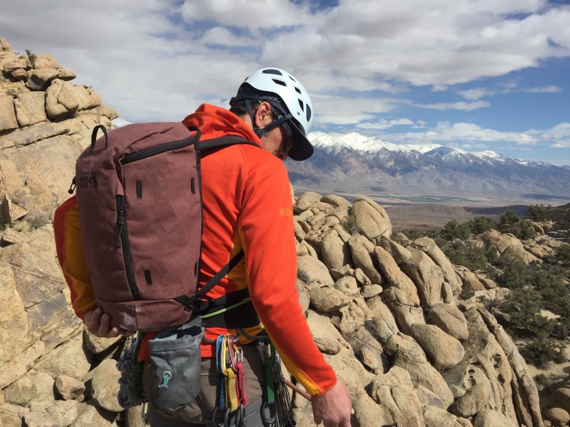 Illustrative example of rock climbing backpack