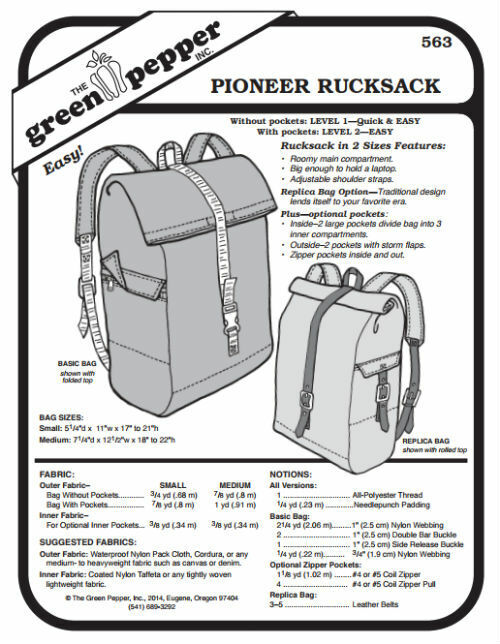 Illustrative example of rucksack backpack sewing pattern