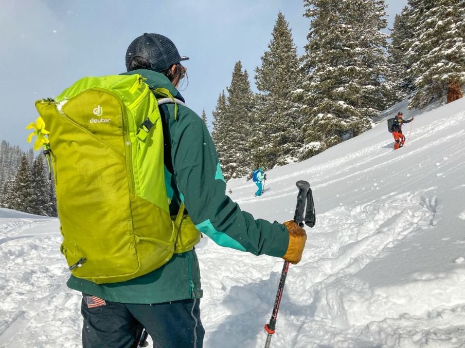 Illustrative example of ski touring backpack