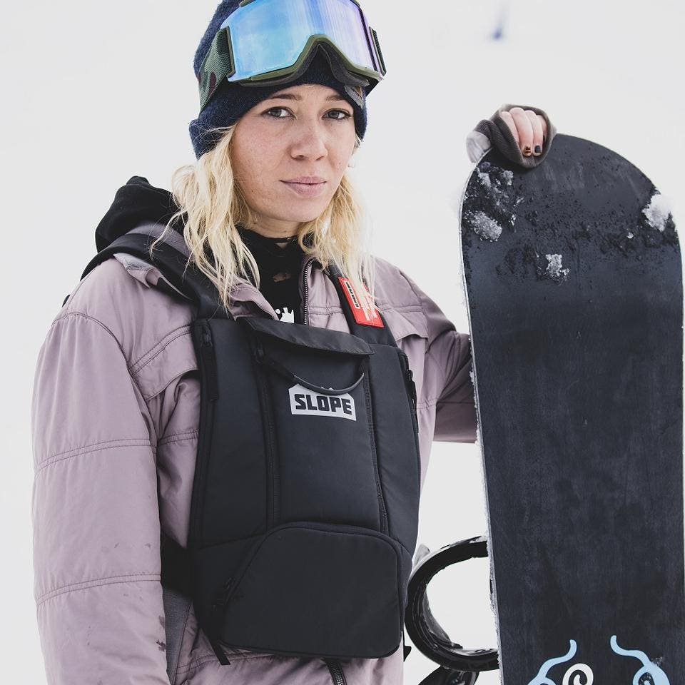 Illustrative example of skiing with backpack