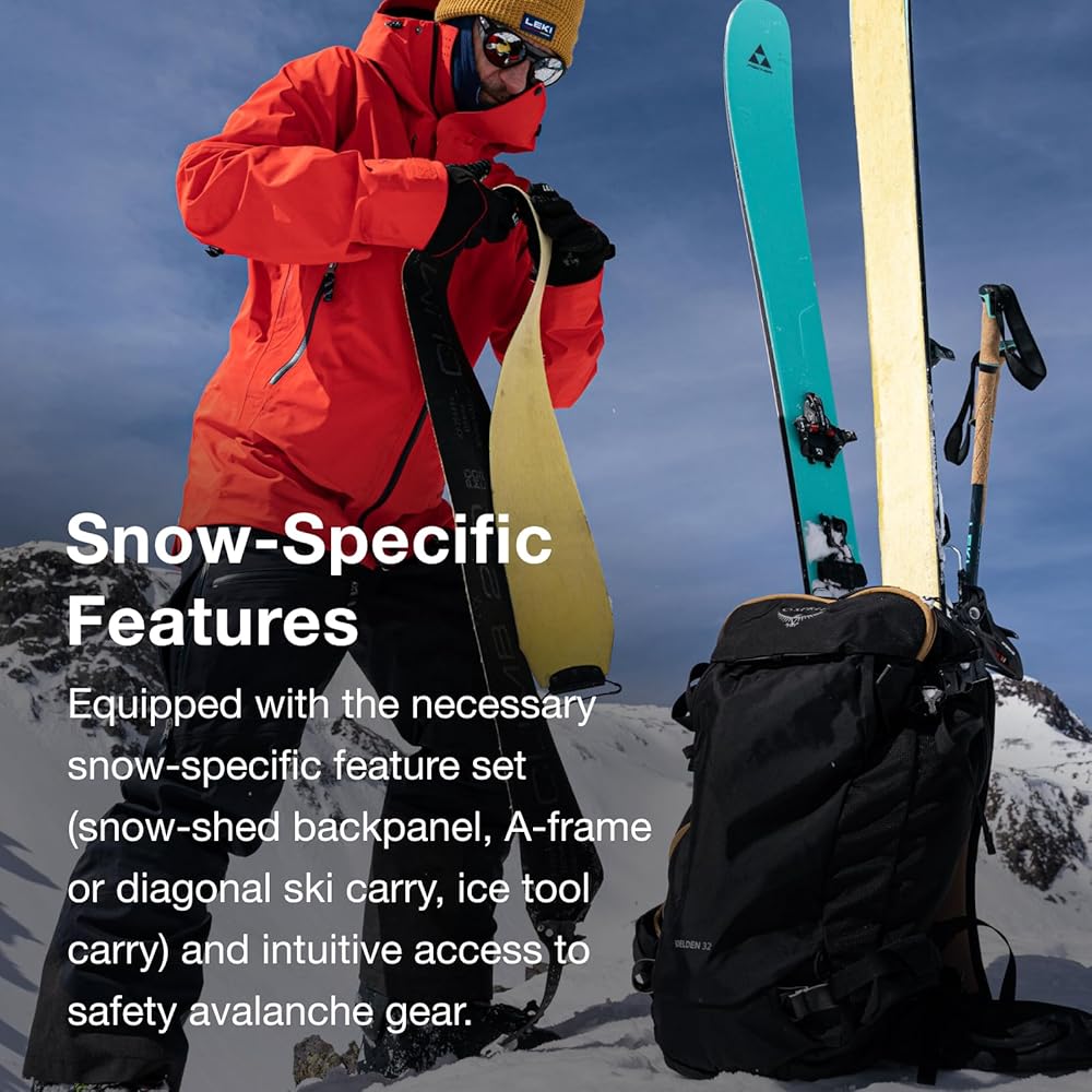 Illustrative example of snow ski backpack