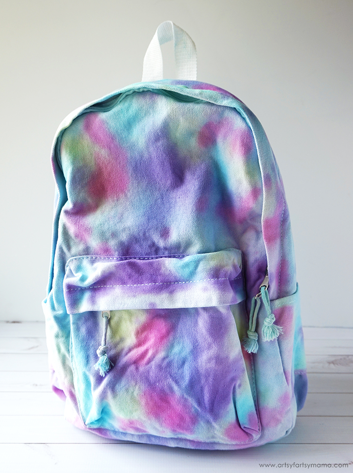 Illustrative example of tie dye a backpack