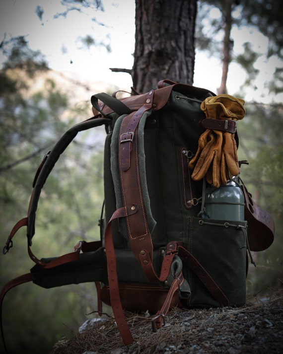 Illustrative example of waxed canvas backpack