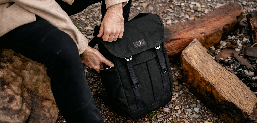 Illustrative example of waxed cotton canvas backpack